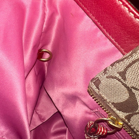 Red, Brown & Tan large Canvas Coach Tote bag! - Picture 6 of 7